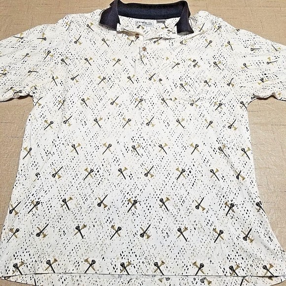 Penguin Other - Penguin Sport Men's Polo Shirt Size M Ivory With Golf Tees Print Short Sleeve